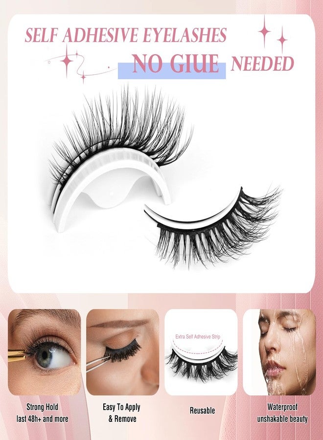 ميريتون رموش ميريتون ذاتية اللصق، رموش صناعية طبيعية، سهلة التركيب للمبتدئين، لا حاجة للغراء، رموش ضغط، رموش شريطية خفيفة مقاومة للماء من ميريتون (6D28 12 مم) - Image 5